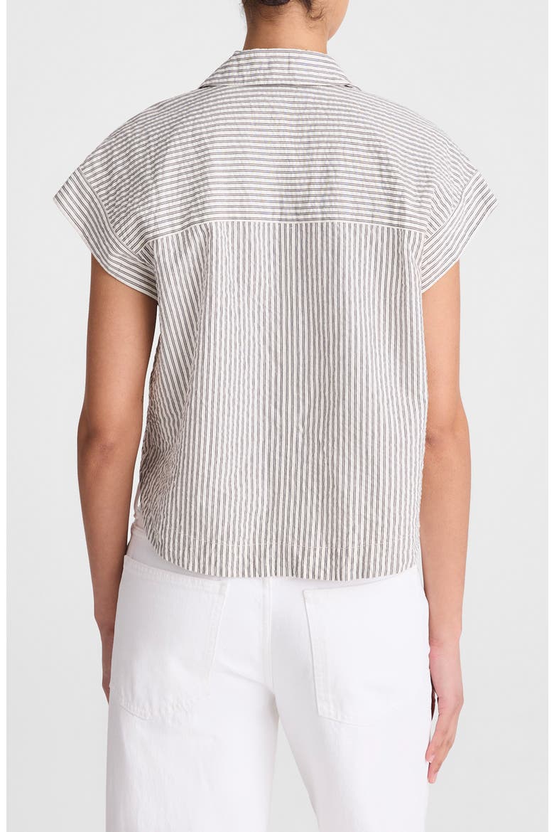 Notch Collar Stripe Cotton Seersucker Popover Shirt, Alternate, color, BLACK VINTAGE IVORY YARNDYE