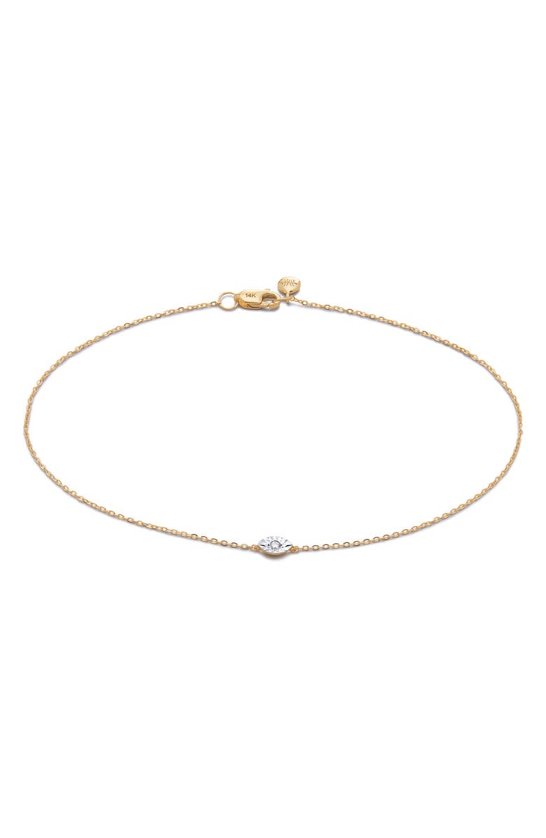 Monica Vinader Lab Grown Diamond Marquise Pendant Bracelet, Main, color, 14K Gold