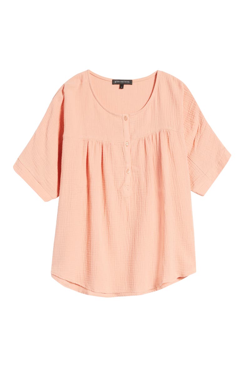 Cotton Gauze Top, Alternate, color, PEACH PAPAYA