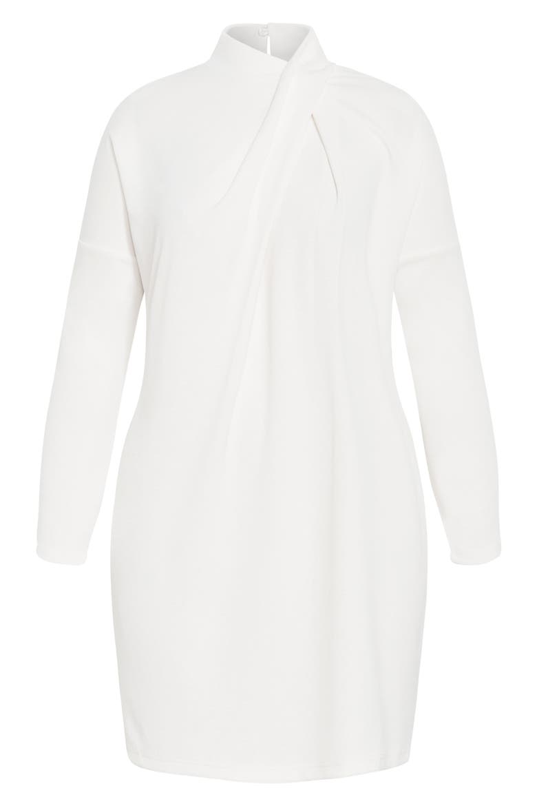 Wrap Neck Long Sleeve Minidress, Alternate, color, CREAM