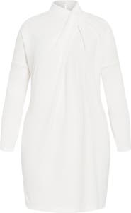 City Chic Wrap Neck Long Sleeve Minidress