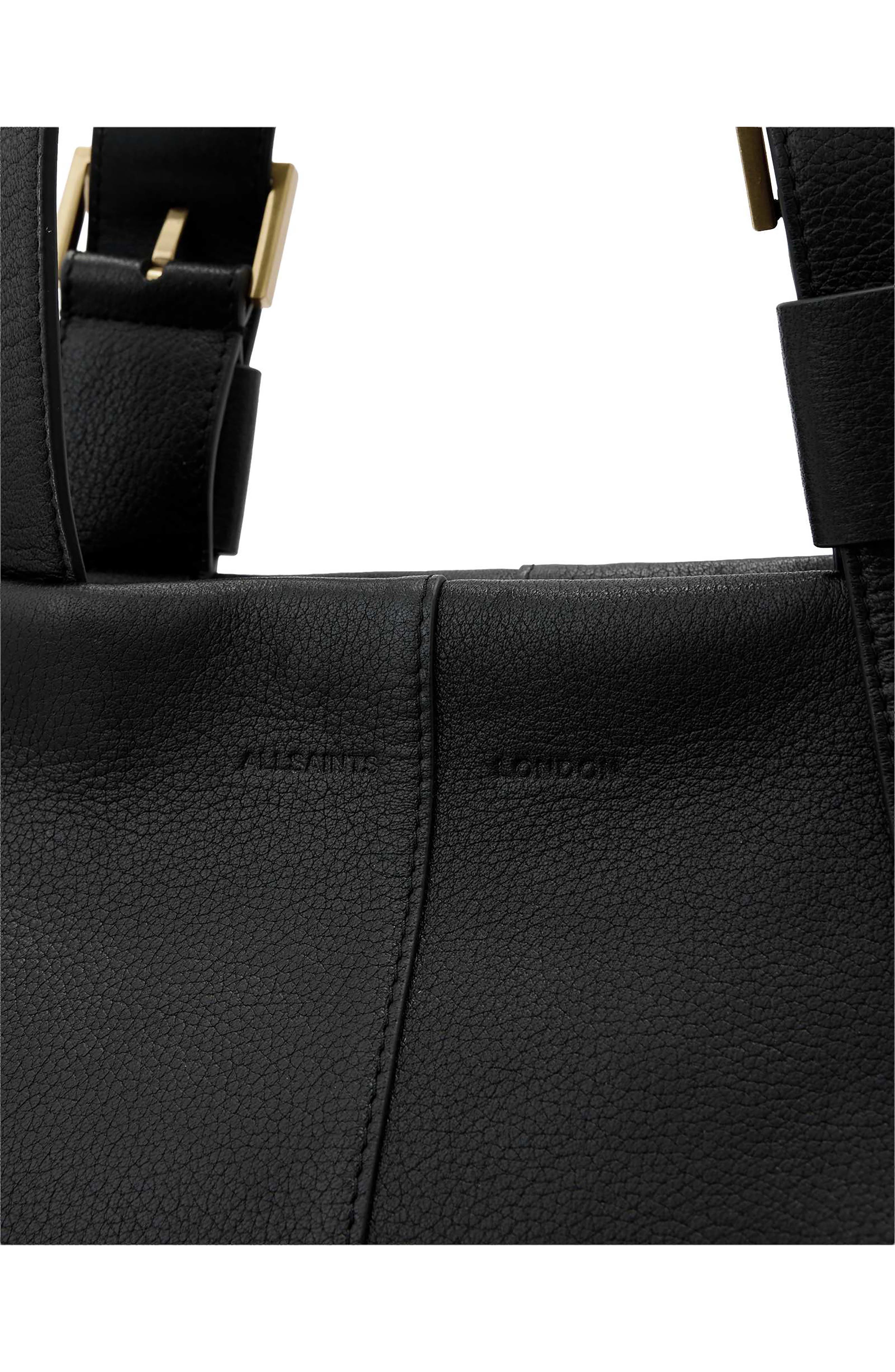 Alba Leather Zip Tote, Alternate, color, BLACK