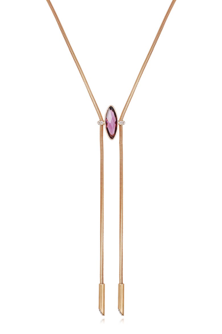 Crystal Snake Chain Y-Necklace, Main, color, PURPLE/ GOLD TONE