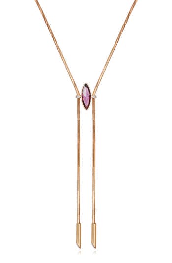 Vince Camuto Crystal Snake Chain Y-necklace In Purple/gold Tone