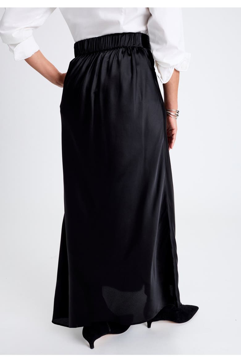 Satin Maxi Skirt, Alternate, color, BLACK