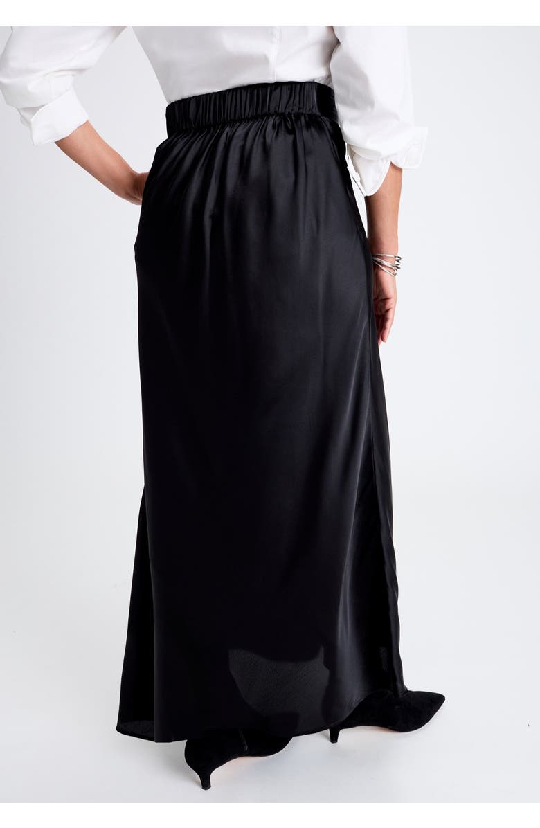 Jessica London Satin Maxi Skirt, Alternate, color, Black