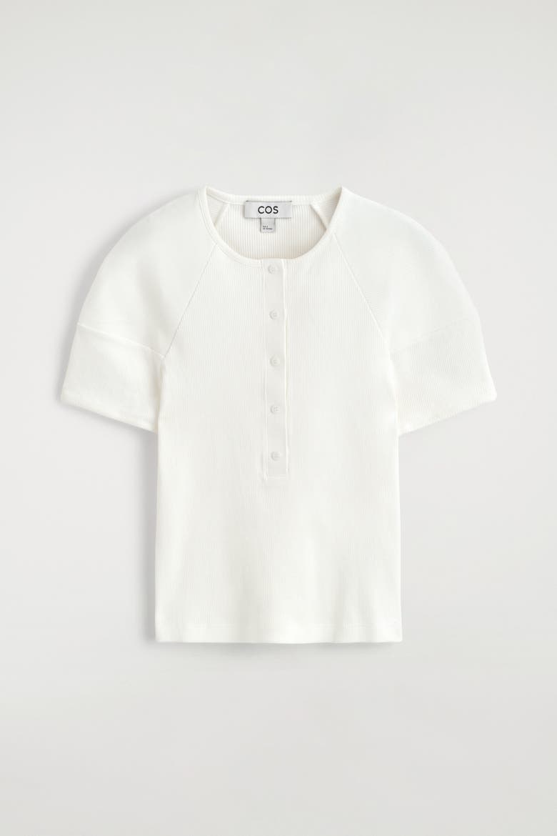 Rounded Ribbed Jersey Henley Top, Alternate, color, WHITE