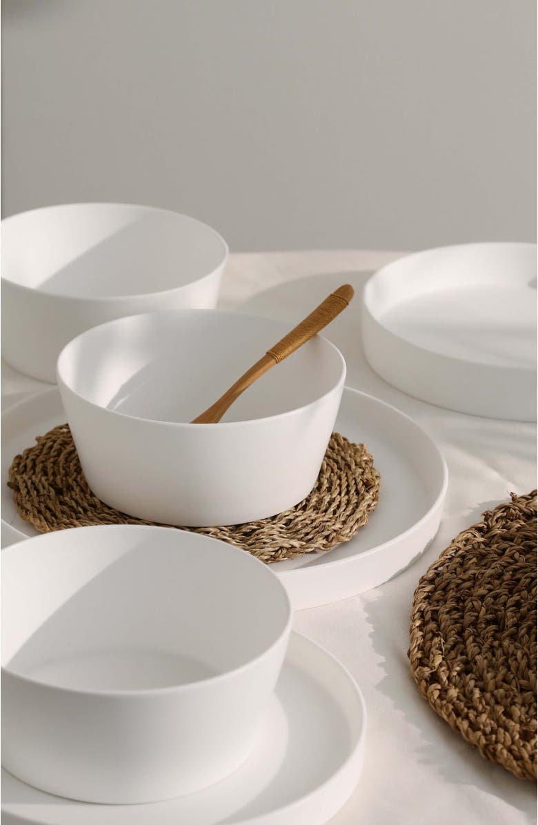 Stone Lain Fosca Bone China 16-Piece Dinnerware Set, Alternate, color, Matte White