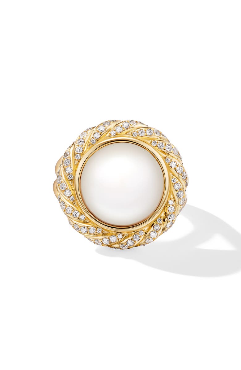 David Yurman Pearl Classics Cable Halo Ring with Diamonds, Main, color, 18K Yellow Gold