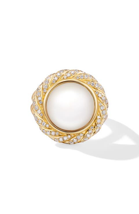 Pearl Classics Cable Halo Ring with Diamonds