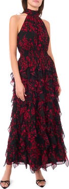 Halogen® Floral Sleeveless Ruffle Maxi Dress