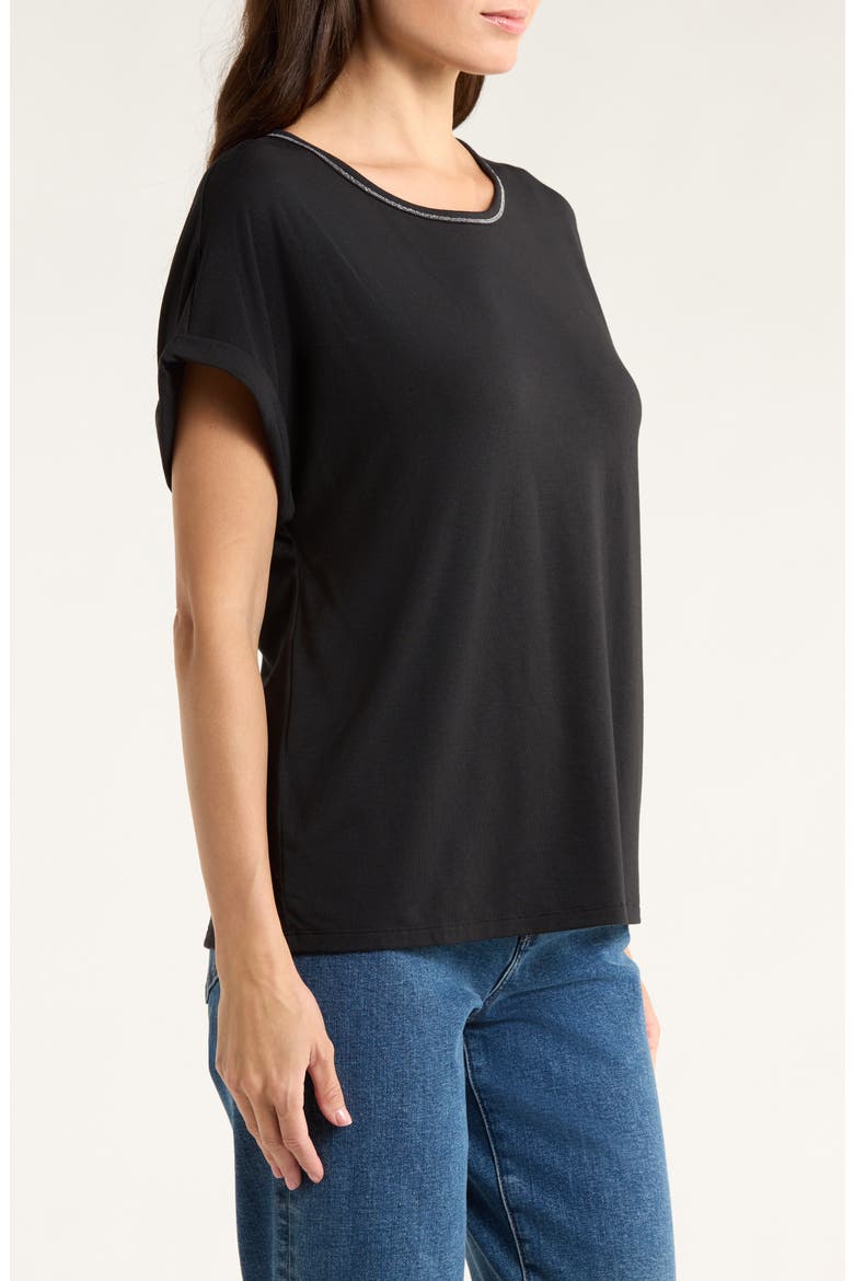 Kauai Caviar Beaded Collar T-Shirt, Alternate, color, BLACK