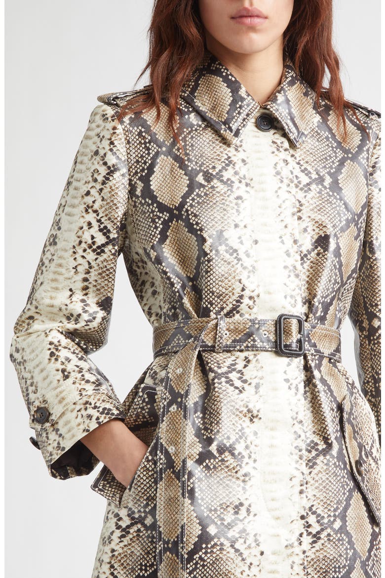 Stonehaven Python Print Coated Cotton Car Coat, Alternate, color, ALPINE WHITE PATTERN