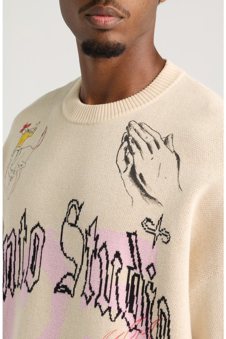 125 Free Advice Relaxed Fit Cotton Sweater, Alternate, color, CREAM