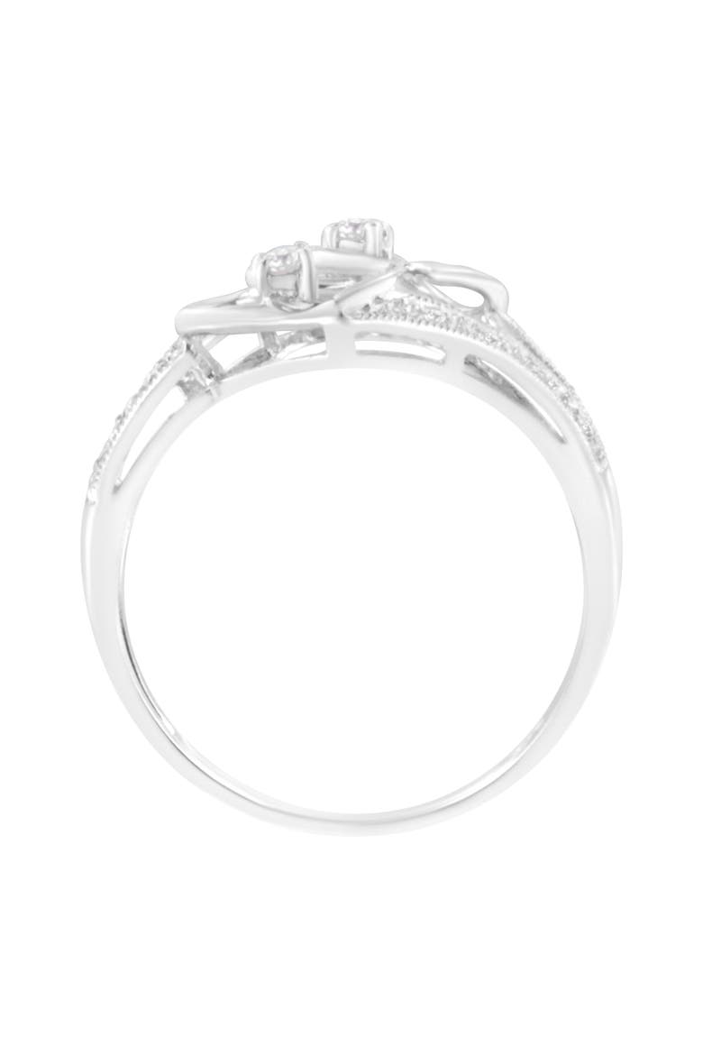 14KT White Gold 1/10 cttw Diamond Twin Heart Ring, Alternate, color, White