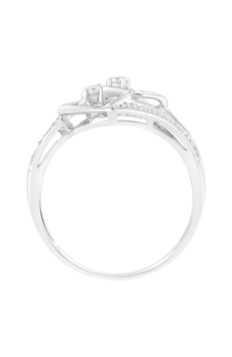 Haus of Brilliance 14KT White Gold 1/10 cttw Diamond Twin Heart Ring, Alternate, color, White