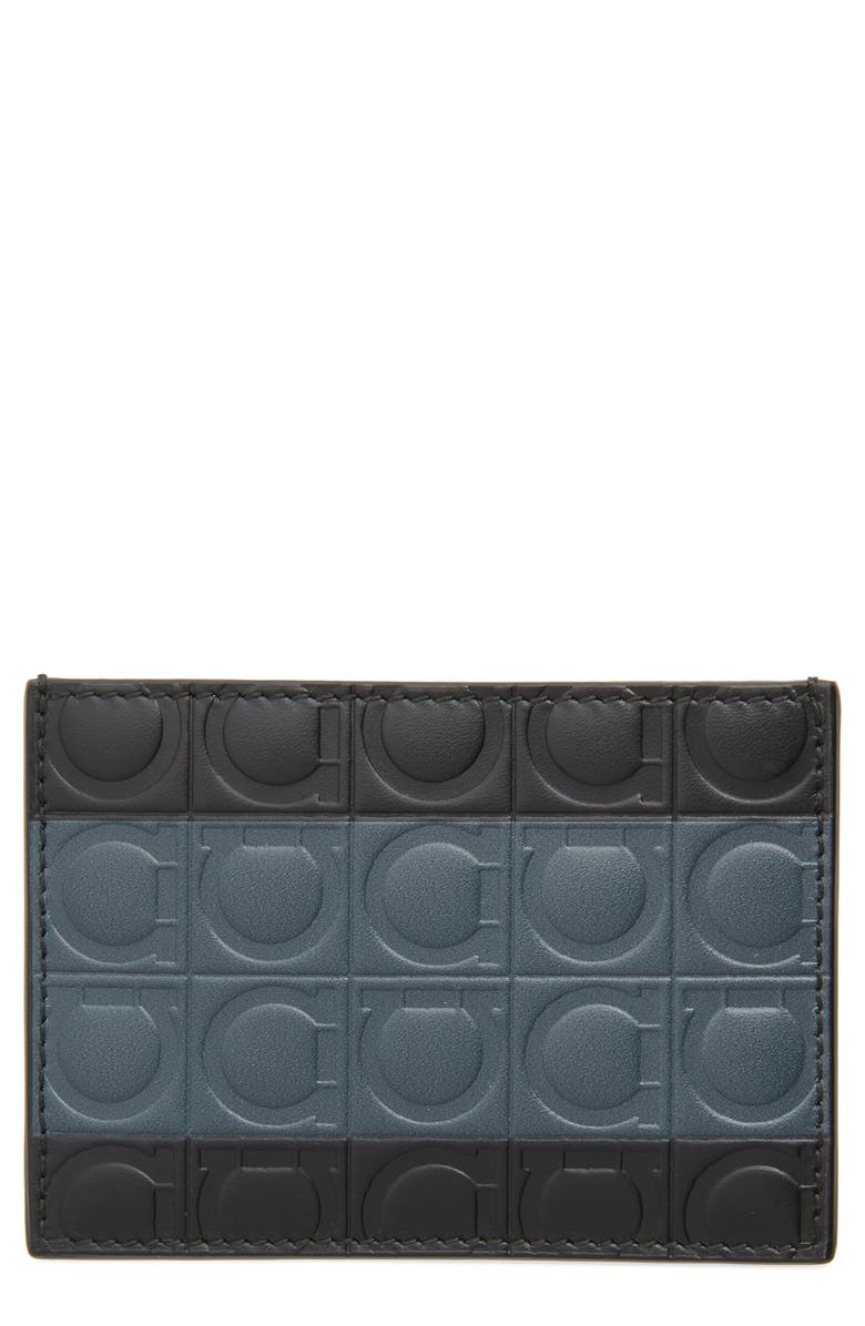 FERRAGAMO Salvatore Ferragamo Gancio Embossed Leather Card Case, Main, color,