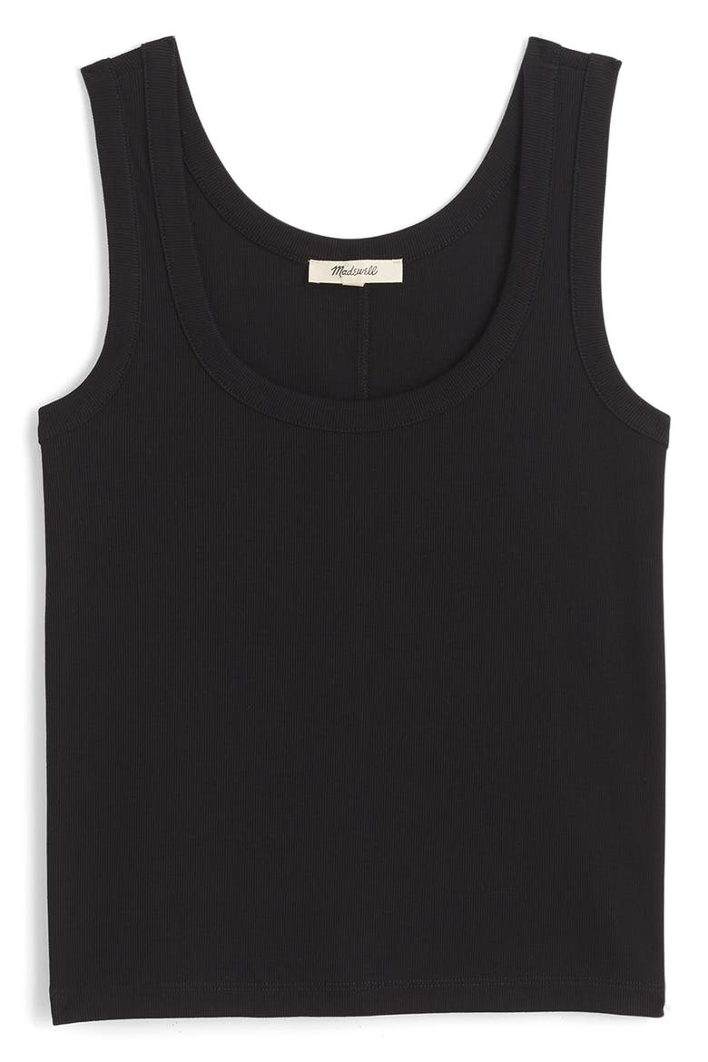 Scoop Neck Regenerative Cotton Rib Tank, Main, color, JET BLACK