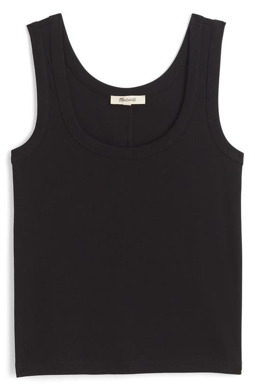 Shop Madewell Scoop Neck Regenerative Cotton Rib Tank In Jet Black
