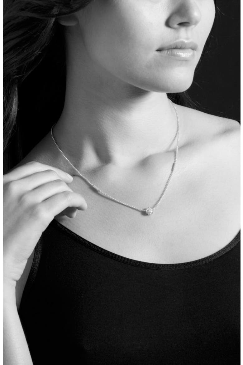 Two-Tone Diamond Circle Pendant Caviar Necklace, Alternate, color, SILVER/ GOLD
