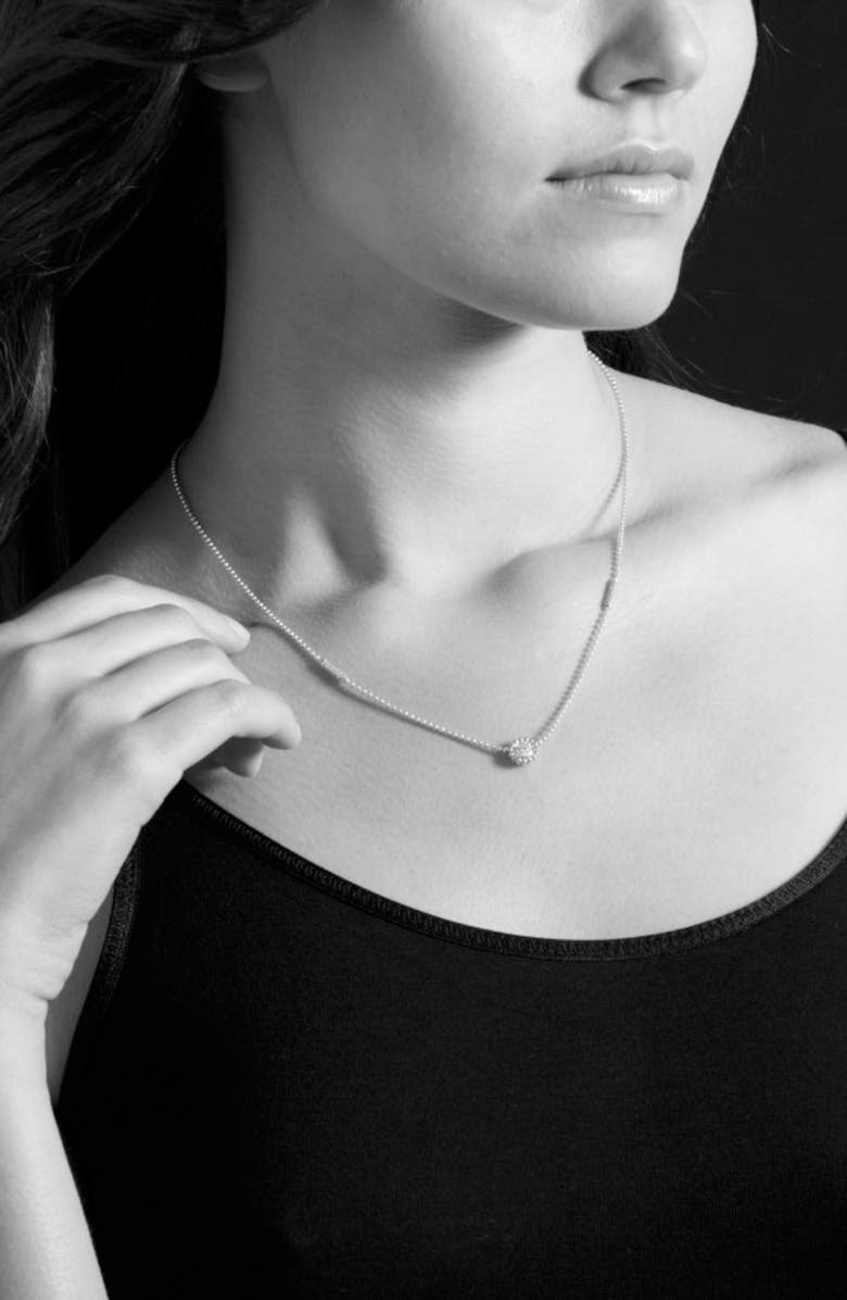 LAGOS Two-Tone Diamond Circle Pendant Caviar Necklace, Alternate, color, 