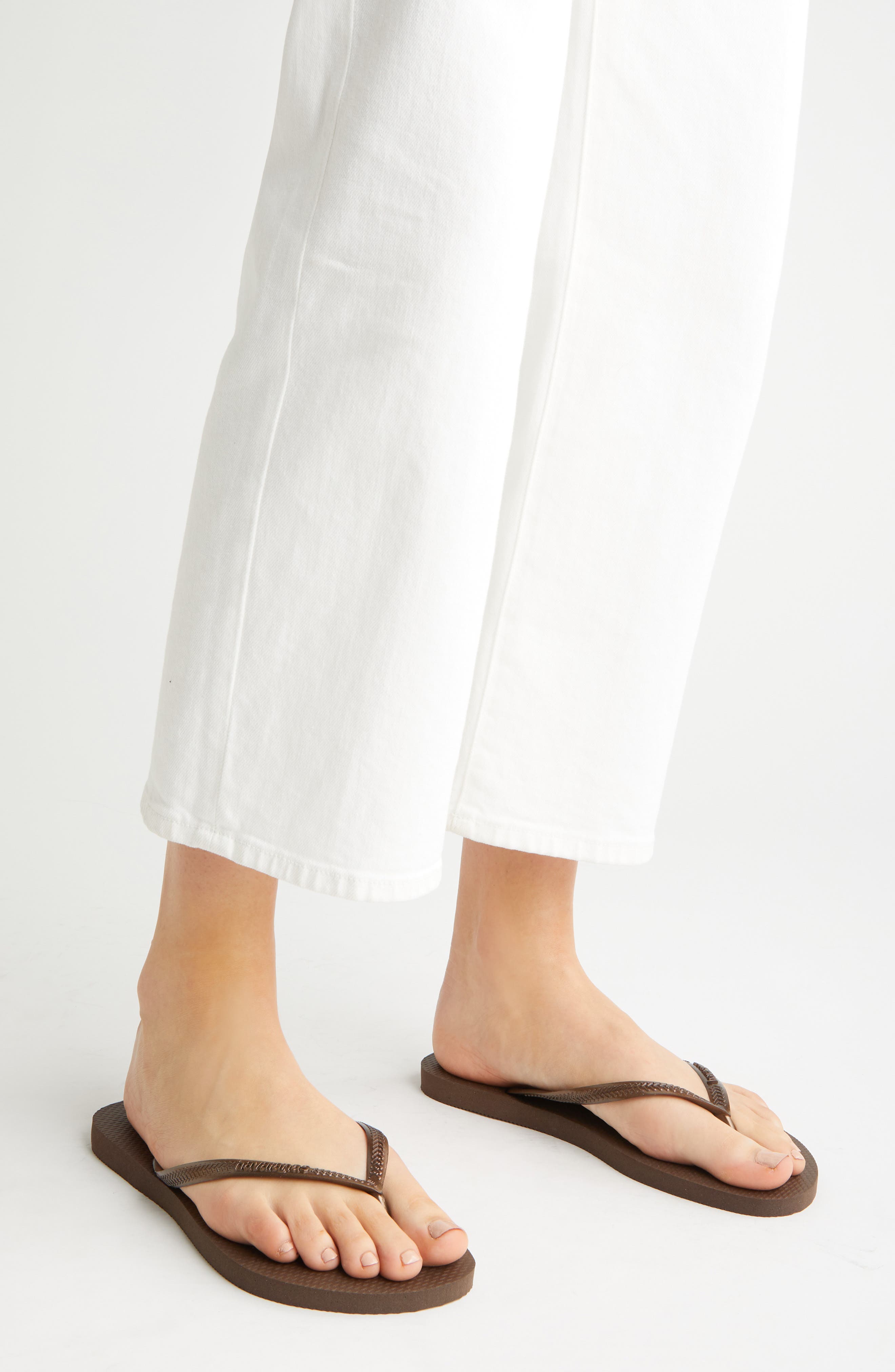 Slim Flip Flop, Alternate, color, DARK BROWN METALLIC