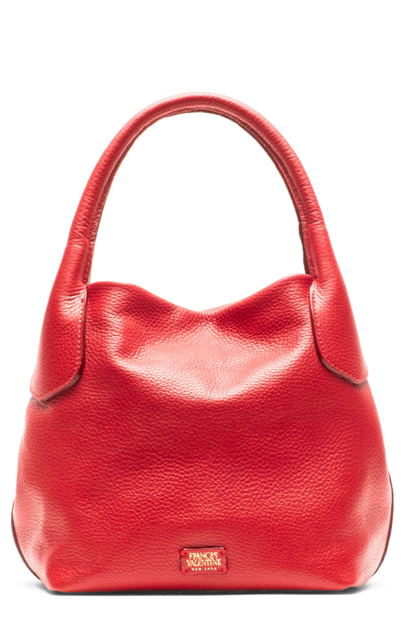 Frances Valentine Mini Sweet Pea Tumbled Leather Handbag, Main, color, Red