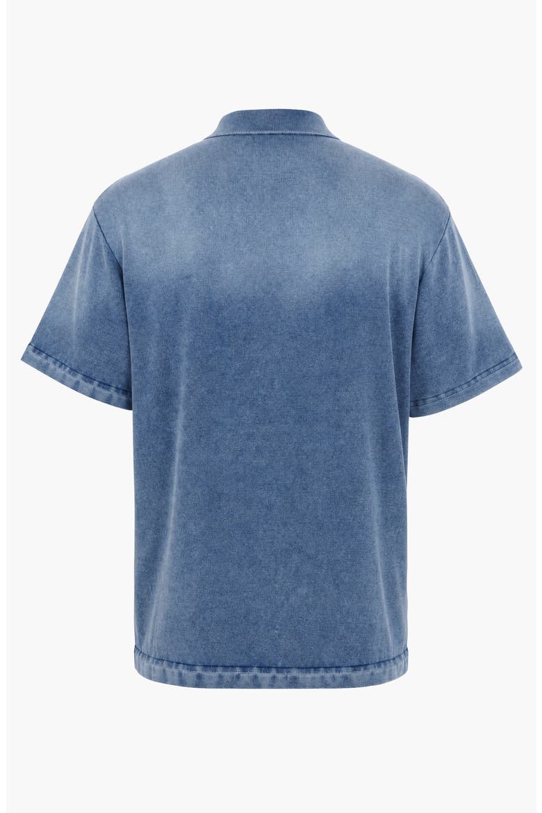 Washed Short Sleeve Polo Shirt with Chest Pocket, Alternate, color, Blue