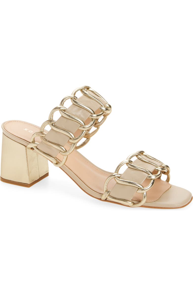 KOKO + PALENKI Nao Block Heel Slide Sandal, Main, color, Gold/ Beige Leather