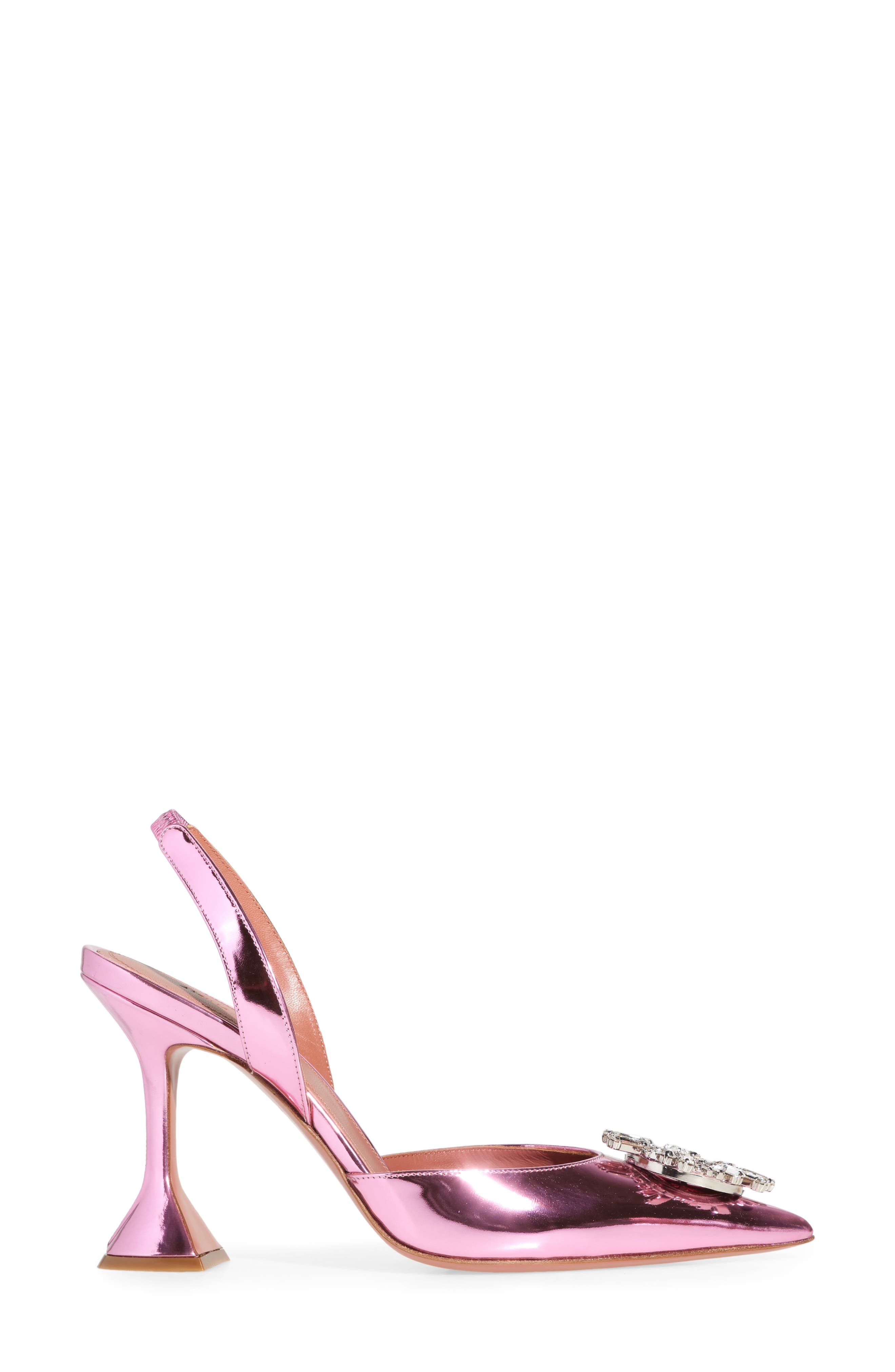 Amina Muaddi Begum Crystal Metallic Pointed Toe Slingback Pump, Alternate, color, 