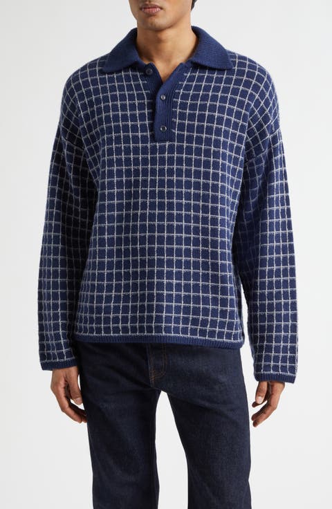 Dume Grid Cashmere Rugby Sweater