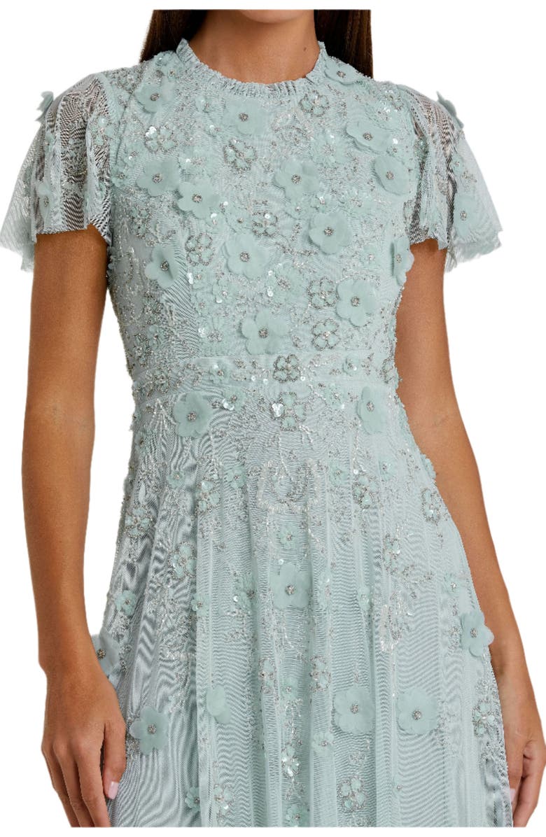 Mac Duggal Women's Embellished High Neck Cap Sleeve A Line Dress, Alternate, color, Powder Blue