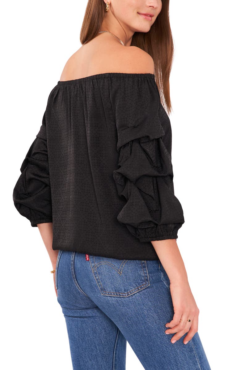 Vince Camuto Off the Shoulder Bubble Sleeve Jacquard Blouse, Alternate, color, 