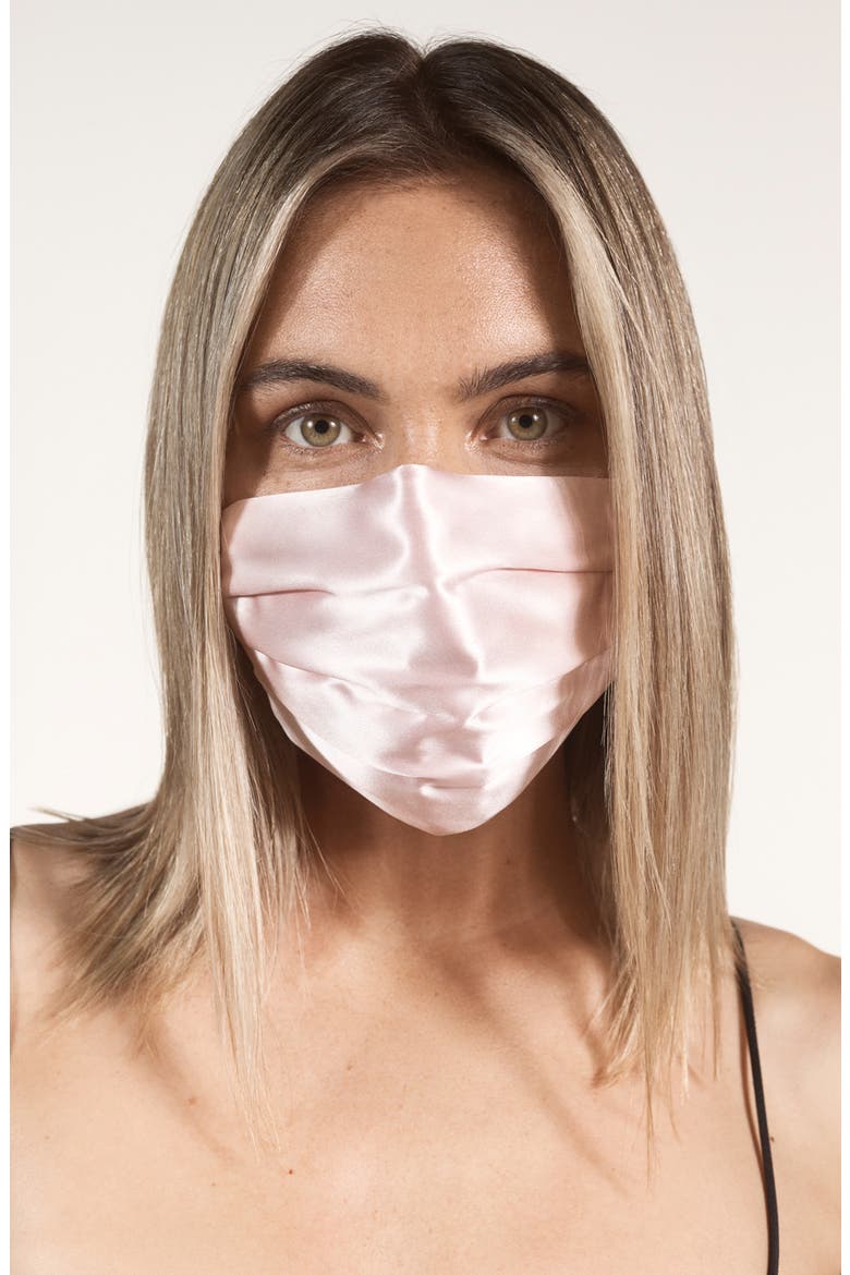 Pure Silk Adult Pleated Face Covering, Alternate, color, PINK