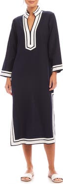 Karen Kane The St. Tropez Long Sleeve Linen Blend Midi Dress