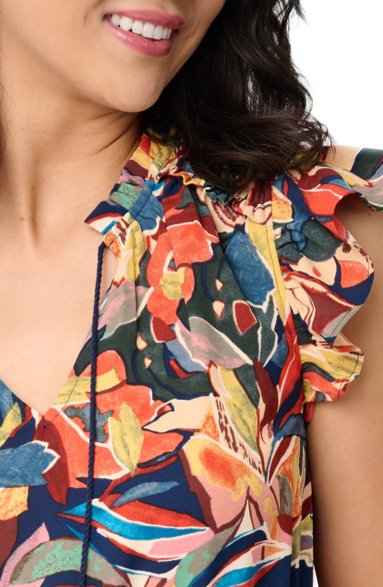 GIBSONLOOK Isla Smocked Waist Flutter Sleeve Minidress, Alternate, color, Abstract Painterly Floral