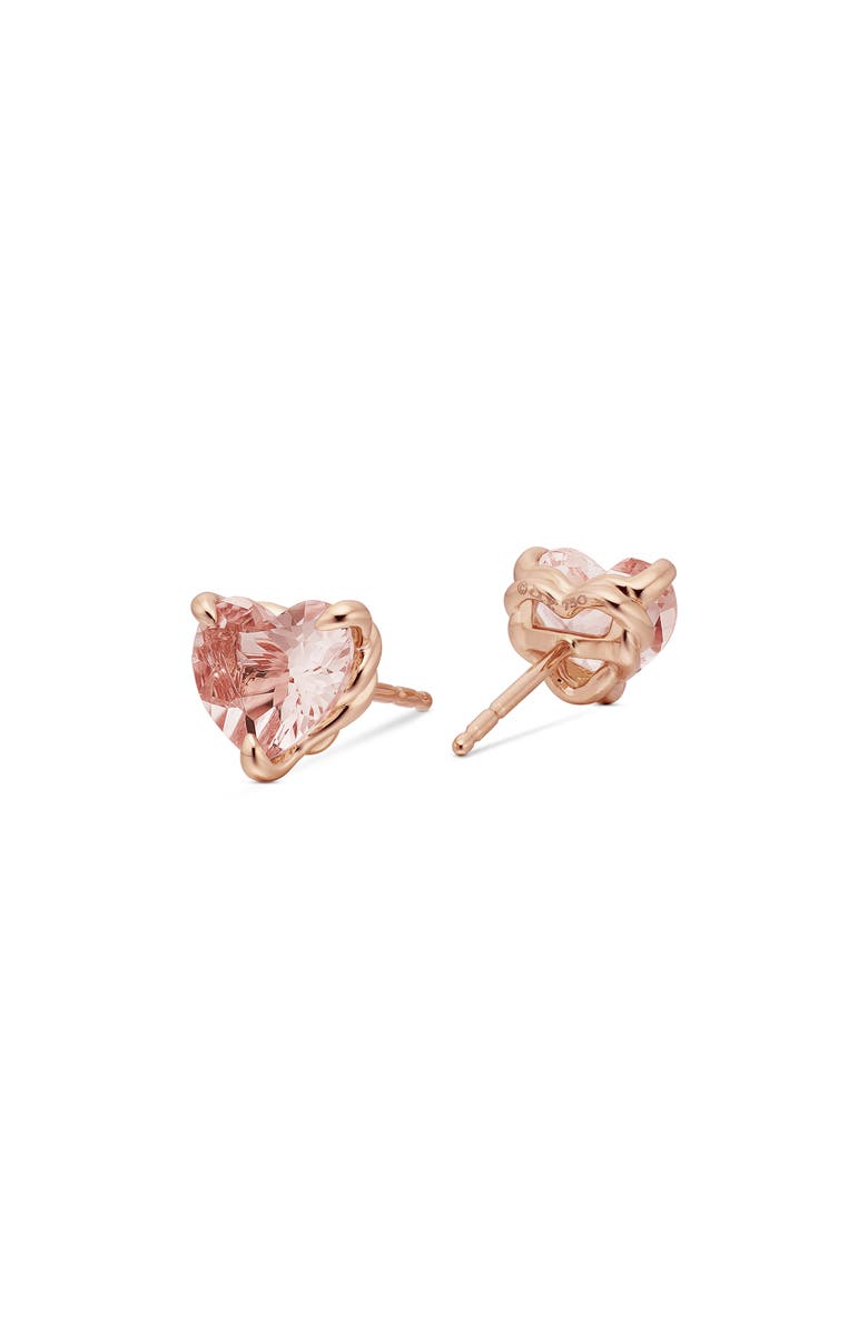 David Yurman Heart Stud Earrings in 18K Rose Gold with Morganite, Alternate, color,