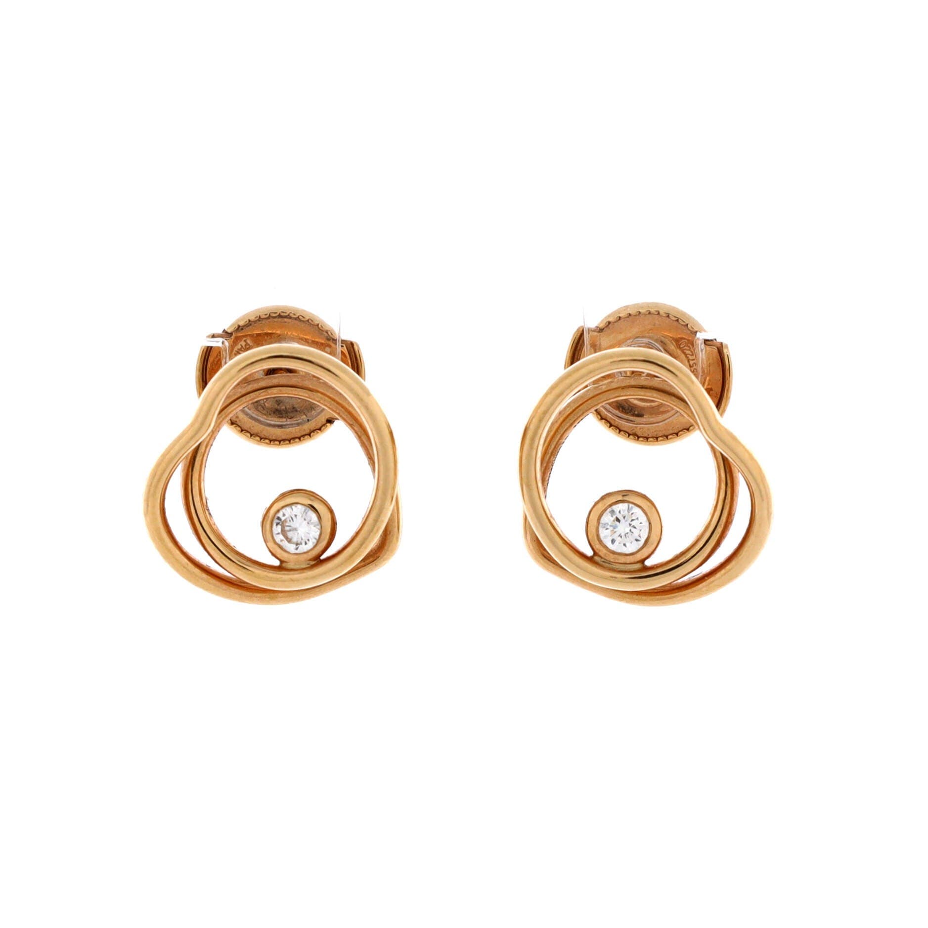 Pre-Owned Hermes Vertige Coeur Stud Earrings 18K Rose Gold with Diamond TPM, Main, color, Rose Gold