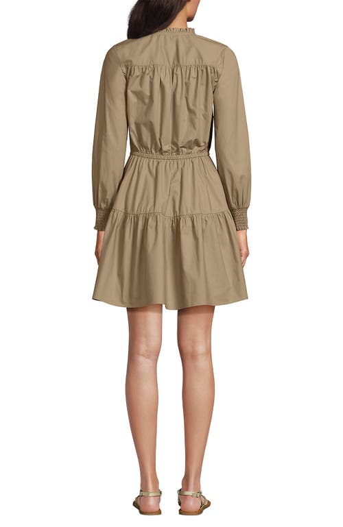 LANDS' END LANDS' END LONG SLEEVE COTTON POPLIN MINI POPOVER DRESS