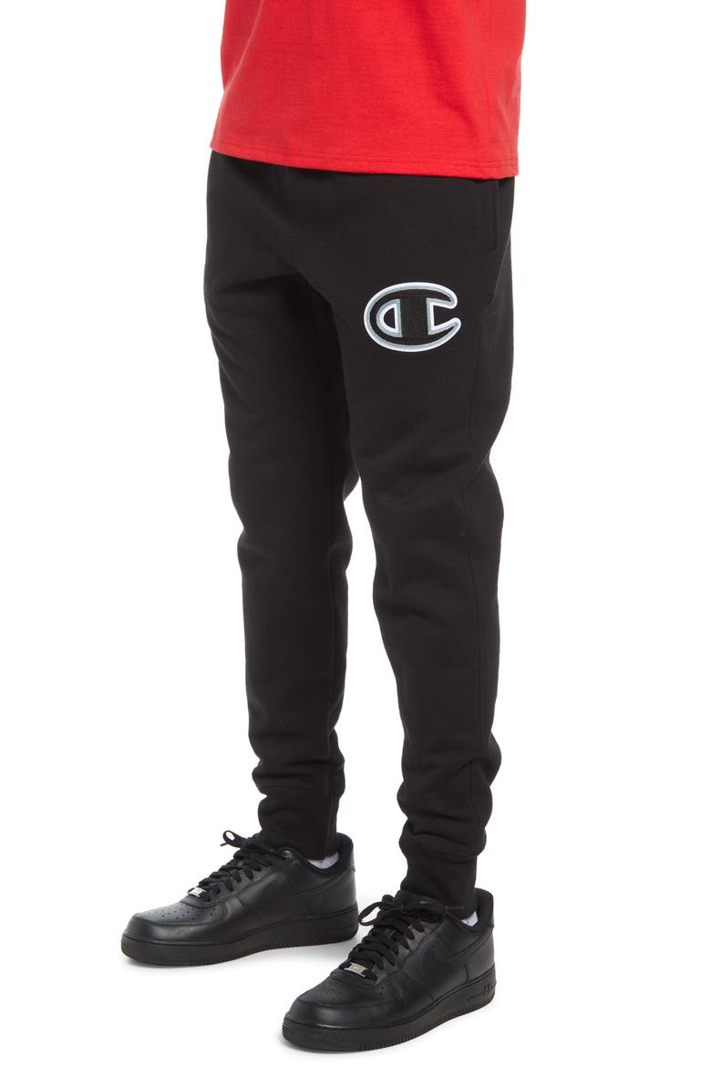 Reverse Weave® Embroidered Logo Sweatpants, Alternate, color, BLACK