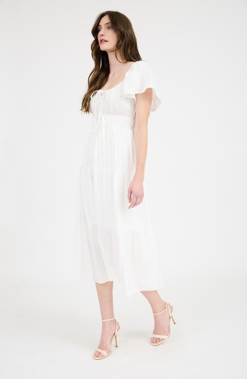 August Sky Flutter Sleeve Tiered Maxi Dress
