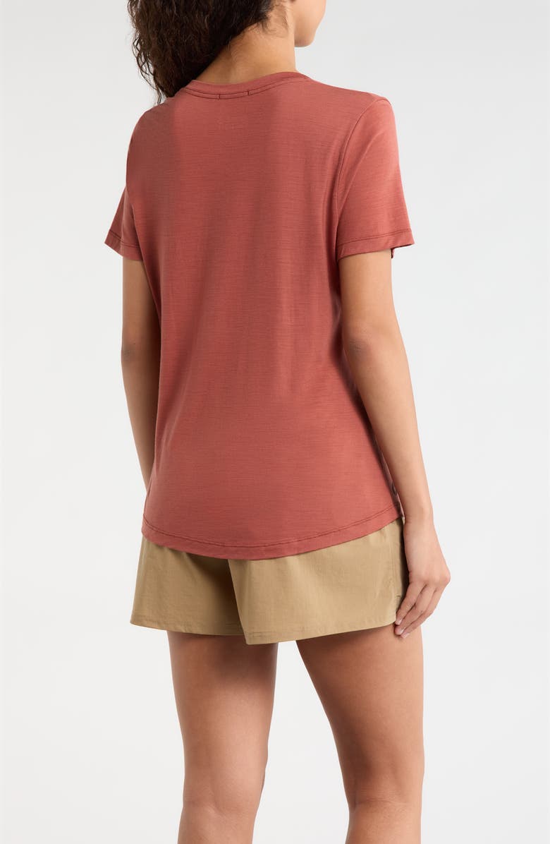 Smartwool Ultralite V-Neck Short Sleeve Merino Wool Blend T-Shirt, Alternate, color, Burnt Sienna