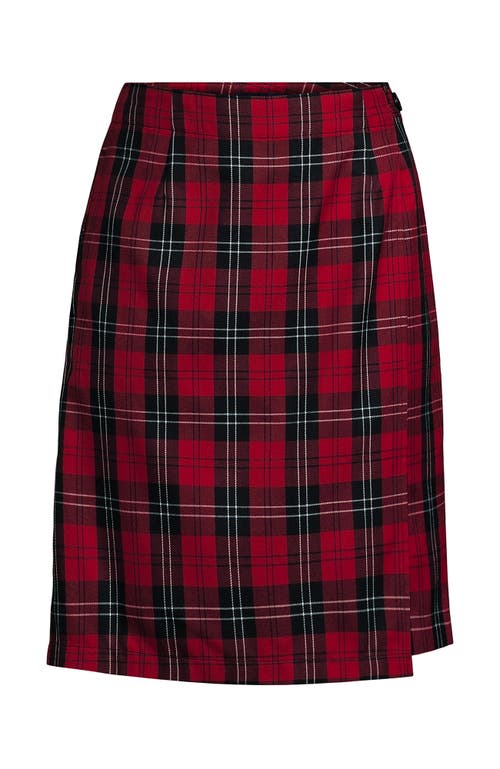 Lands' End School Uniform Plaid A Line Tab Skort Top Of Knee In Multi