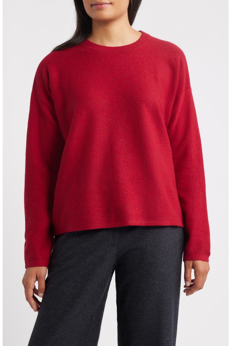 Relaxed Fit Wool Felt Sweater, Main, color, RUBY