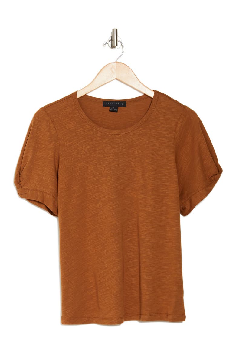 Twisted Sleeve Knit T-Shirt, Alternate, color, BRONZER