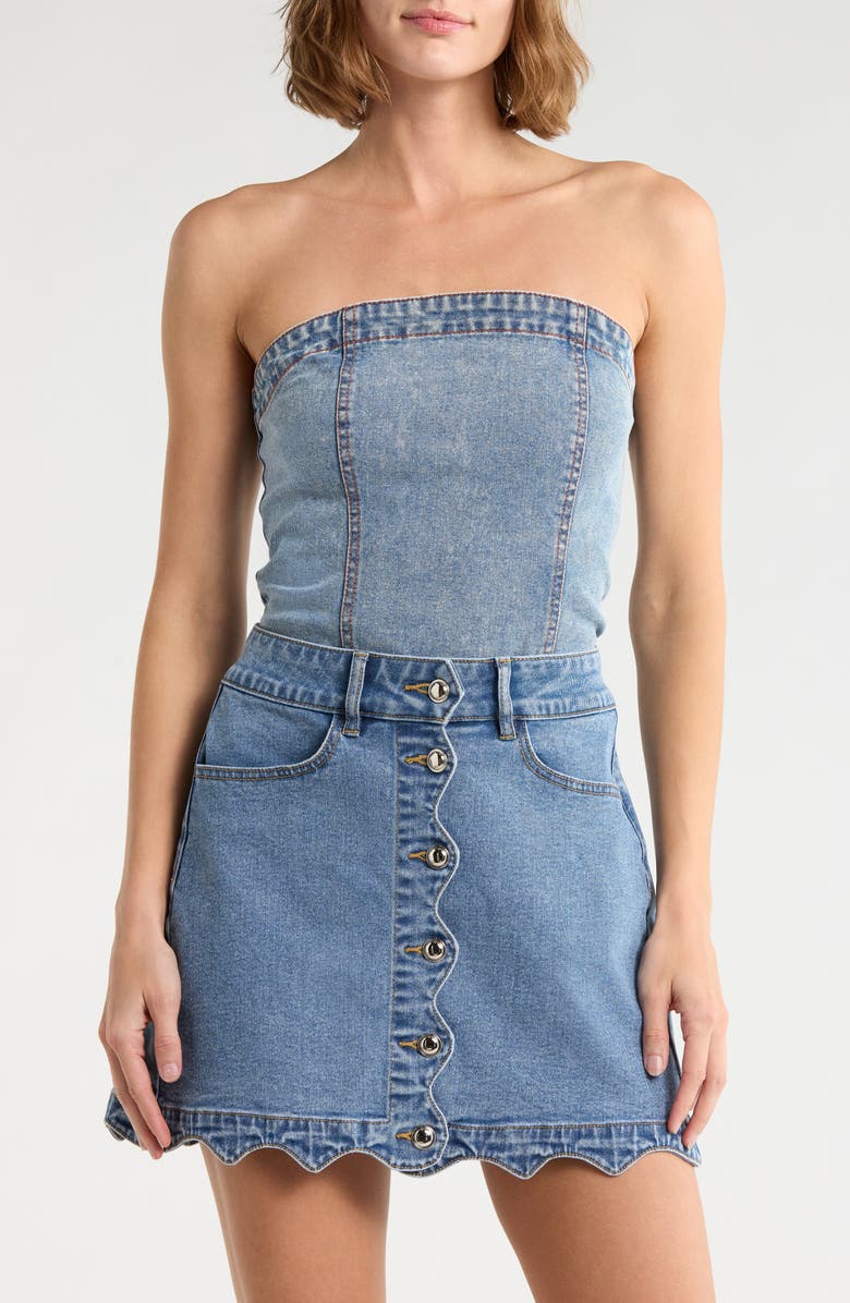 Vigoss Denim Tube Top, Main, color, Light Wash