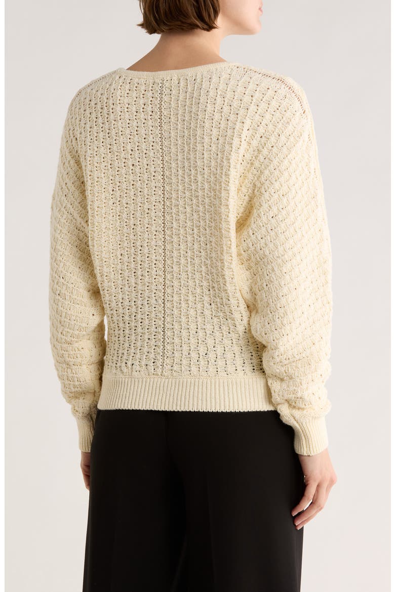 Textured Dolman Sleeve Cotton Sweater, Alternate, color, IVORY