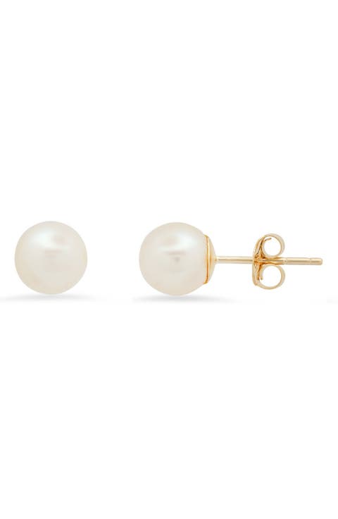 10K Gold Freshwater Pearl Stud Earrings