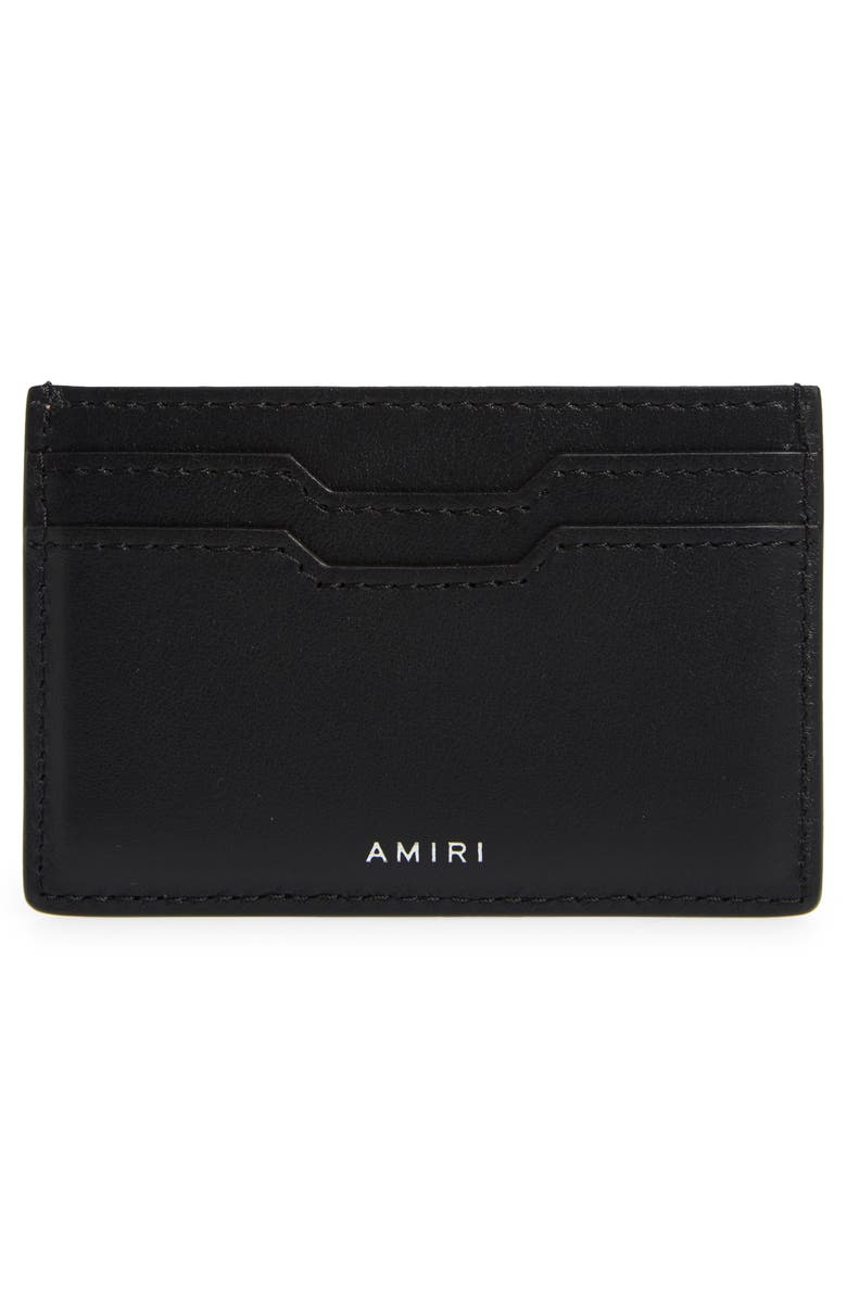 AMIRI Staggered Logo Leather Card Case, Alternate, color,