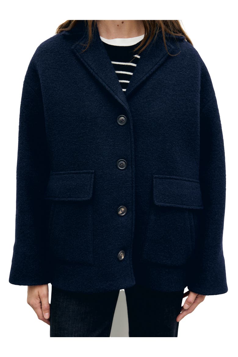 Oversized Luxe Texture Coat, Alternate, color, Navy Blue